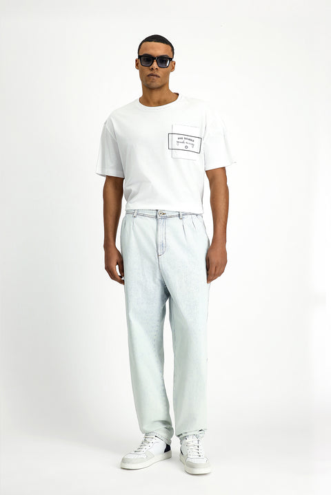 Açık Mavi 4 Drop Relaxed Fit Rahat Kesim Pamuk Denim Pantolon