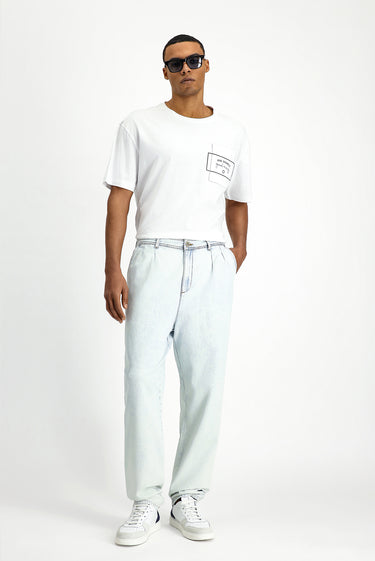 Açık Mavi Relaxed Fit Rahat Kesim Pamuk Denim Pantolon