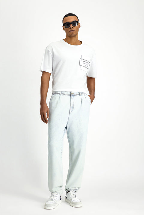 Açık Mavi 4 Drop Relaxed Fit Rahat Kesim Pamuk Denim Pantolon