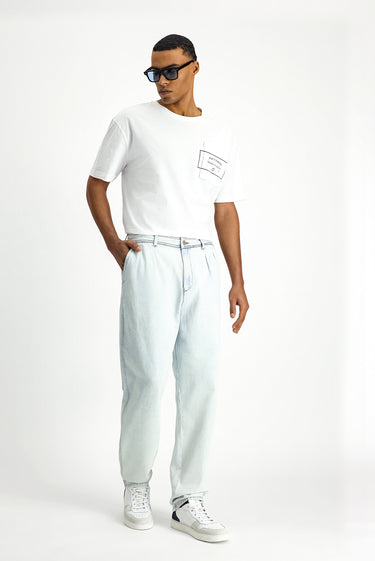 Açık Mavi Relaxed Fit Rahat Kesim Pamuk Denim Pantolon