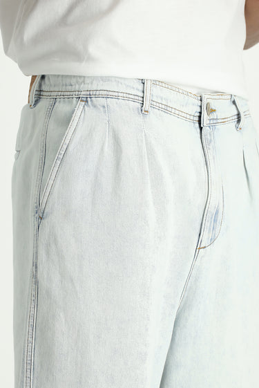 Açık Mavi Relaxed Fit Rahat Kesim Pamuk Denim Pantolon