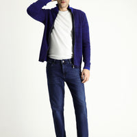 Koyu Lacivert Regular Fit Standart Kesim Likralı Denim Pantolon