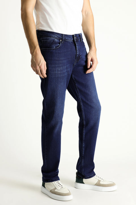Koyu Lacivert 6 Drop Regular Fit Standart Kesim Likralı Denim Pantolon