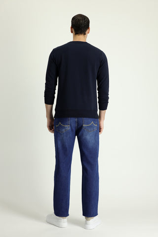  Orta Lacivert 6 Drop Regular Fit Standart Kesim Likralı Denim Pantolon