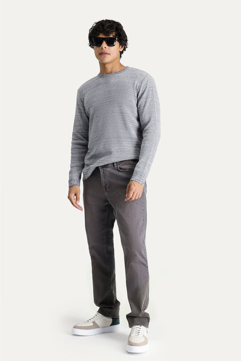 Orta Gri Regular Fit Standart Kesim Likralı Denim Pantolon