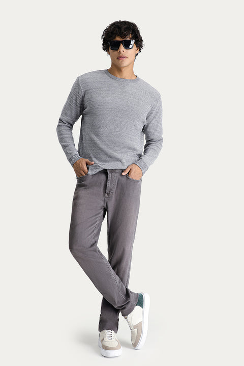 Orta Gri Regular Fit Standart Kesim Likralı Denim Pantolon