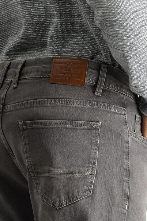 Orta Gri Regular Fit Standart Kesim Likralı Denim Pantolon