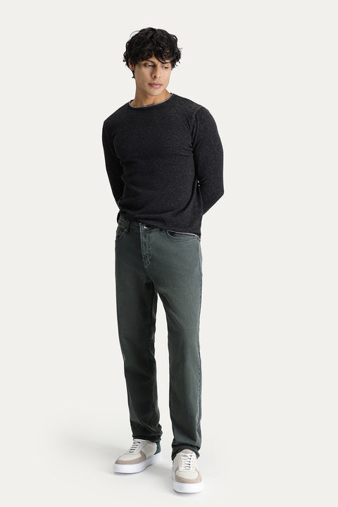 Orta Haki Regular Fit Standart Kesim Likralı Denim Pantolon