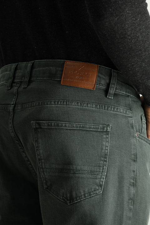 Orta Haki 6 Drop Regular Fit Standart Kesim Likralı Denim Pantolon