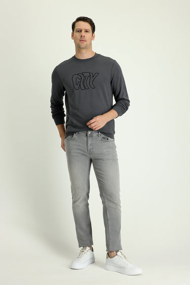 Açık Gri Super Slim Fit Ekstra Dar Kesim Likralı Denim Pantolon