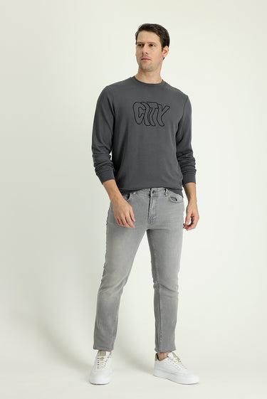 Açık Gri Super Slim Fit Ekstra Dar Kesim Likralı Denim Pantolon