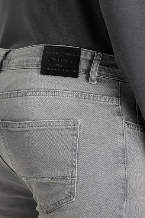 Açık Gri Super Slim Fit Eksra Dar Kesim Likralı Denim Pantolon