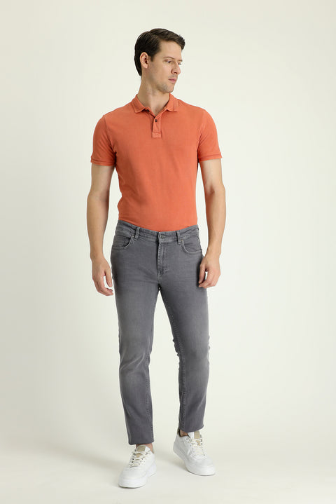 Orta Gri Super Slim Fit Eksra Dar Kesim Likralı Denim Pantolon
