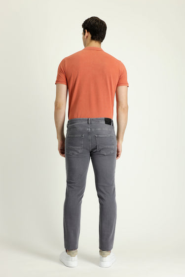 Orta Gri Super Slim Fit Ekstra Dar Kesim Likralı Denim Pantolon