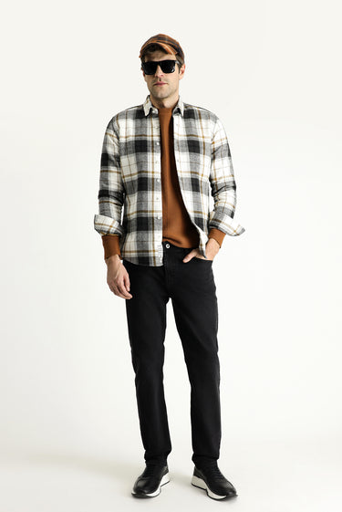 Siyah Regular Fit Likralı Denim Pantolon