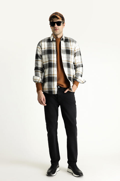 Siyah Regular Fit Standart Kesim Likralı Denim Pantolon