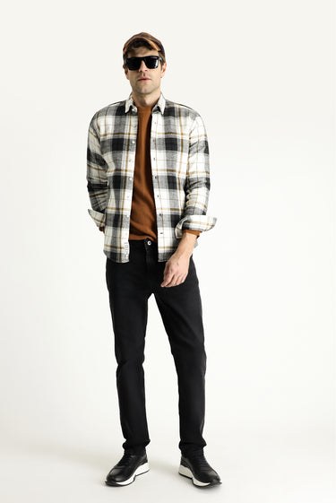 Siyah Regular Fit Likralı Denim Pantolon