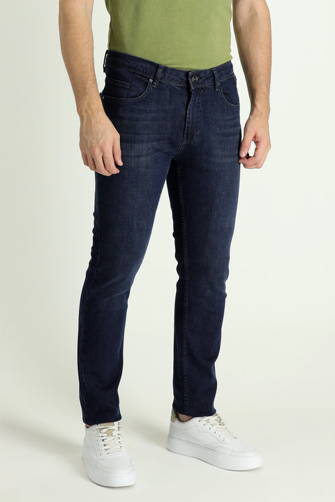 Orta Lacivert 7 Drop Super Slim Fit Eksra Dar Kesim Likralı Denim Pantolon