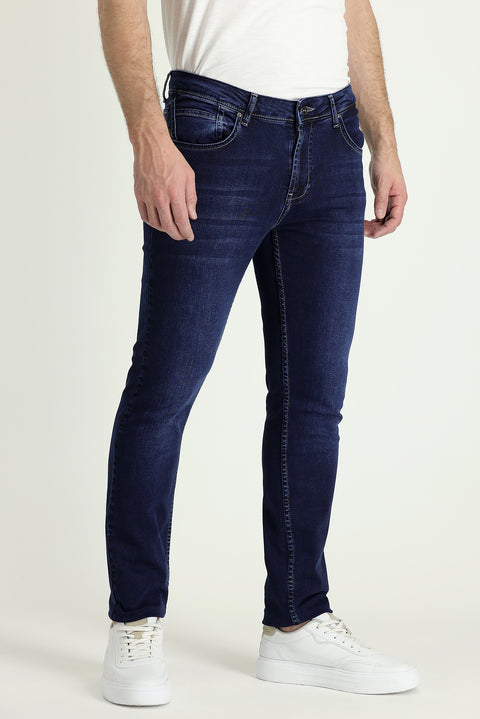 Orta Lacivert 7 Drop Super Slim Fit Eksra Dar Kesim Likralı Denim Pantolon