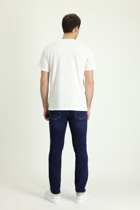 Orta Lacivert 7 Drop Super Slim Fit Eksra Dar Kesim Likralı Denim Pantolon