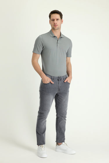 Açık Gri Super Slim Fit Ekstra Dar Kesim Likralı Denim Pantolon