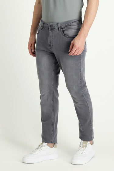Açık Gri Super Slim Fit Ekstra Dar Kesim Likralı Denim Pantolon