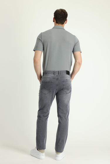Açık Gri Super Slim Fit Ekstra Dar Kesim Likralı Denim Pantolon