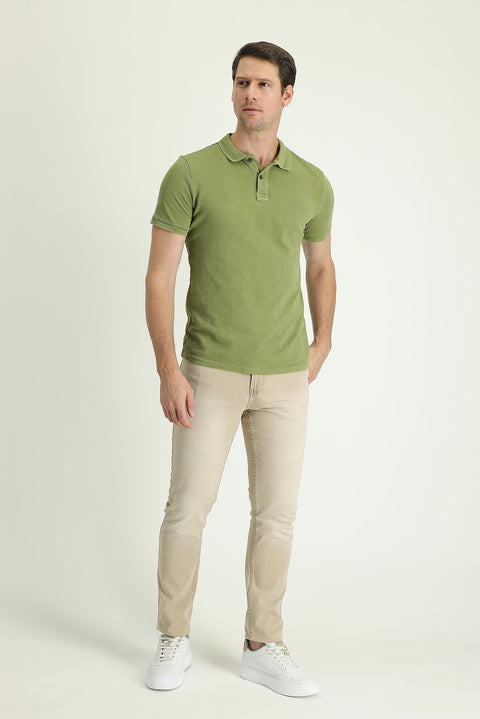 Orta Bej 7 Drop Super Slim Fit Eksra Dar Kesim Likralı Denim Pantolon