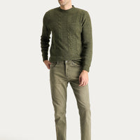 Orta Haki Super Slim Fit Ekstra Dar Kesim Likralı Denim Pantolon