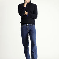 Koyu Mavi  Regular Fit Likralı Denim Pantolon