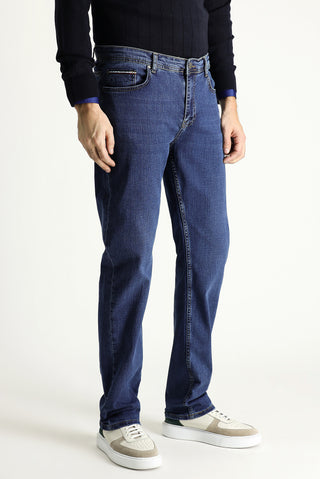  Koyu Mavi  6 Drop Regular Fit Standart Kesim Likralı Denim Pantolon