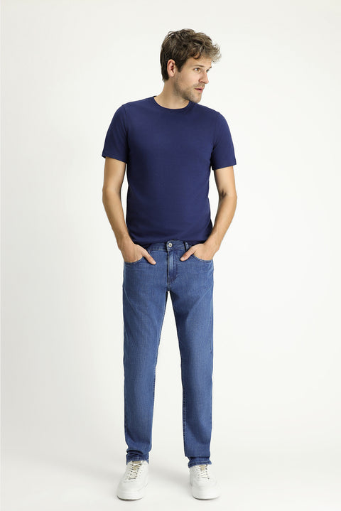 Açık Mavi 7 Drop Slim Fit Dar Kesim Likralı Denim Pantolon