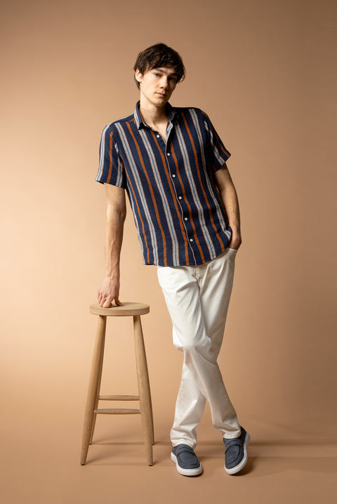 Ekru Regular Fit Standart Kesim Likralı Denim Pantolon