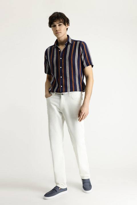 Ekru 6 Drop Regular Fit Standart Kesim Likralı Denim Pantolon