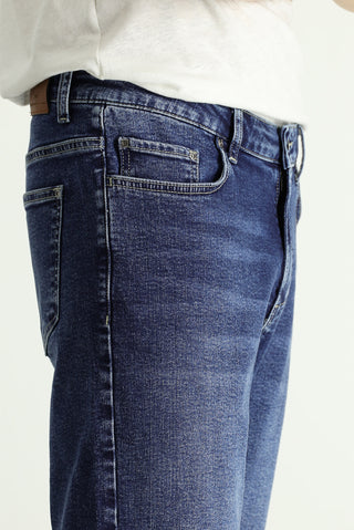  Koyu ?ndigo 6 Drop Regular Fit Standart Kesim Likral? Denim Pantolon-Ki??l?