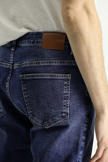 Koyu İndigo Regular Fit Likralı Denim Pantolon