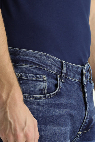  Koyu İndigo 6 Drop Regular Fit Standart Kesim Likralı Denim Pantolon