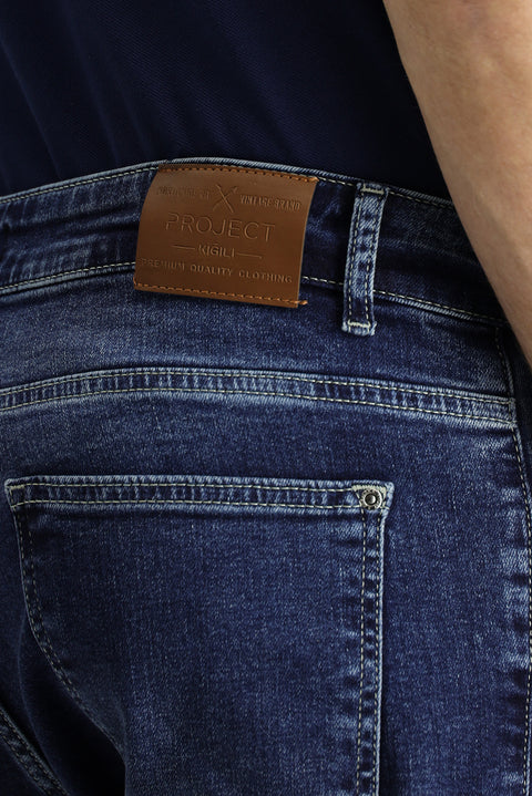 Koyu İndigo 6 Drop Regular Fit Standart Kesim Likralı Denim Pantolon