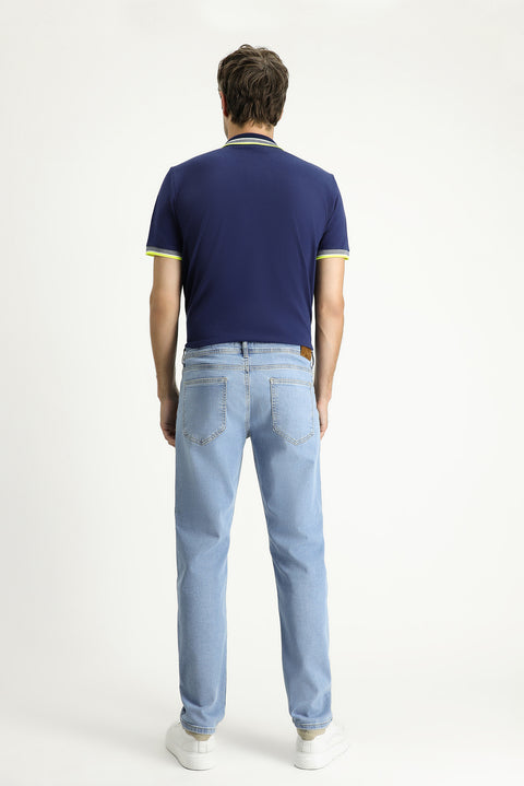 Açık Mavi 7 Drop Slim Fit Dar Kesim Likralı Denim Pantolon