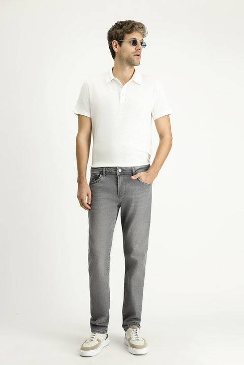 Orta Gri 7 Drop Slim Fit Dar Kesim Likralı Denim Pantolon