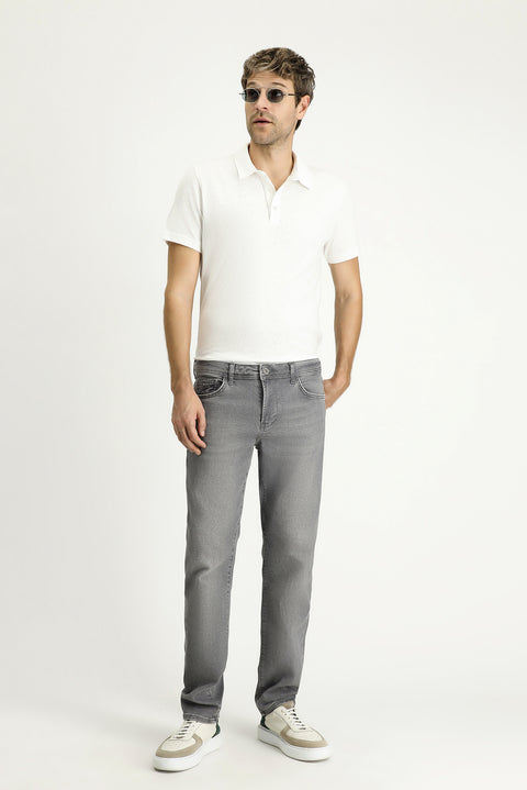 Orta Gri 7 Drop Slim Fit Dar Kesim Likralı Denim Pantolon