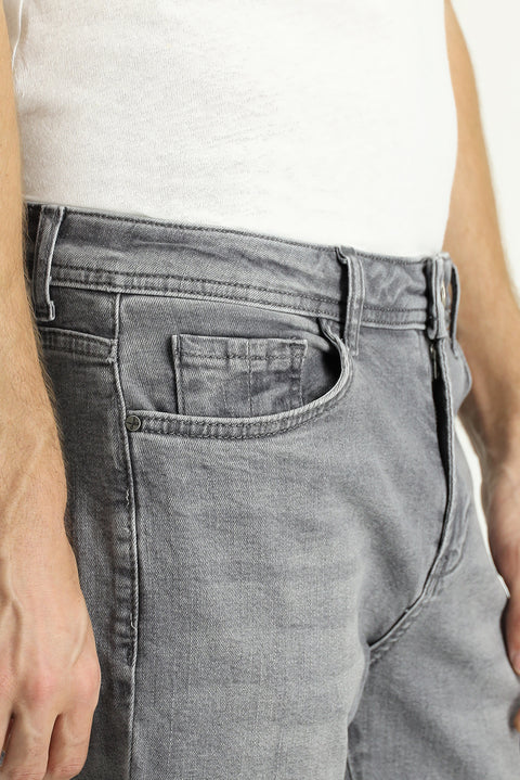 Orta Gri 7 Drop Slim Fit Dar Kesim Likralı Denim Pantolon