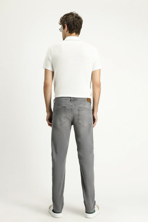Orta Gri 7 Drop Slim Fit Dar Kesim Likralı Denim Pantolon