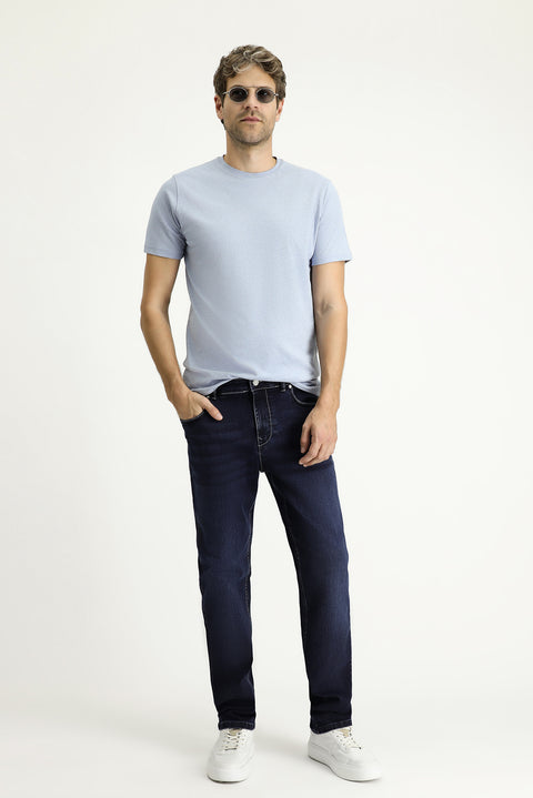 Koyu Lacivert Regular Fit Standart Kesim Likralı Denim Pantolon