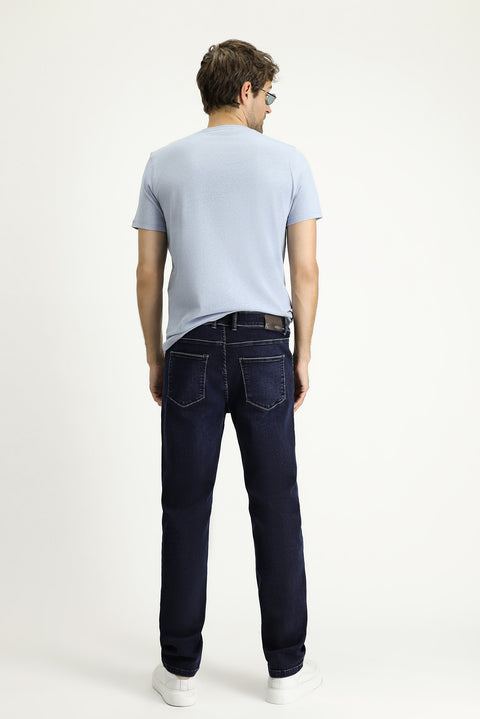Koyu Lacivert Regular Fit Standart Kesim Likralı Denim Pantolon