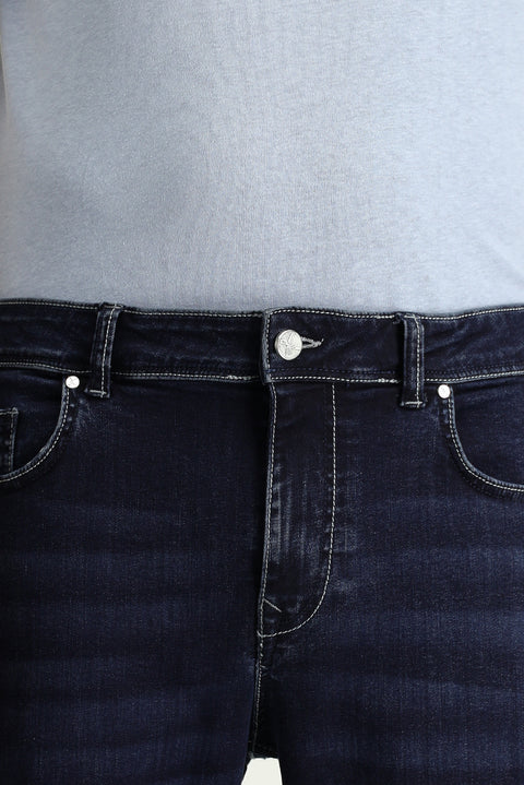 Koyu Lacivert Regular Fit Standart Kesim Likralı Denim Pantolon