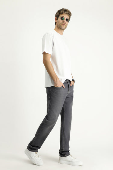 Orta Füme Regular Fit Likralı Denim Pantolon