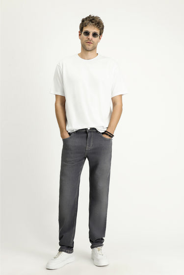 Orta Füme Regular Fit Likralı Denim Pantolon