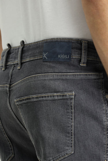 Orta Füme Regular Fit Likralı Denim Pantolon