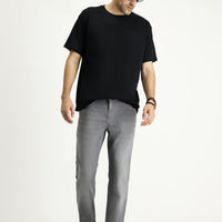 Orta Gri Regular Fit Standart Kesim Likralı Denim Pantolon